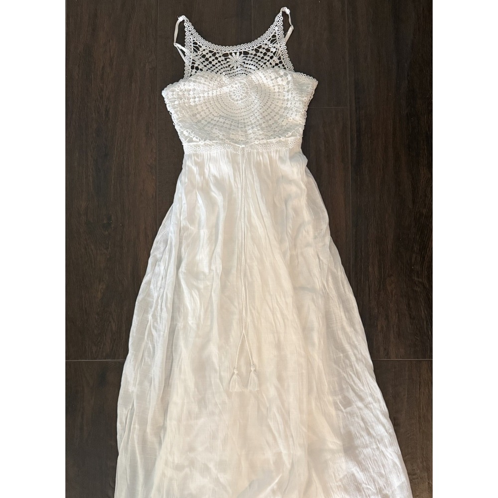 Rebellion Cotton Maxi Dress Crochet Top Boho White S Cottage Coquette Summer